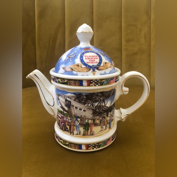 Vintage James Sadler Teapot - Golden Age of Travel - Flights Around The World - Picture 2 of 9